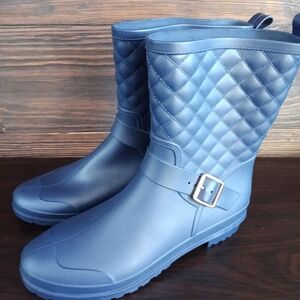 Quilted Blue Rain Boots Allen Sky